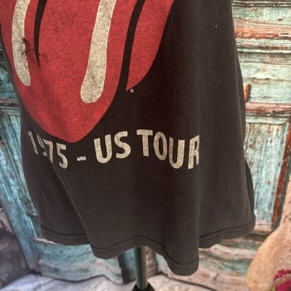 The Rolling Stones black 1975 US Tour T-shirt, size medium, good used condition - Picture 4 of 8